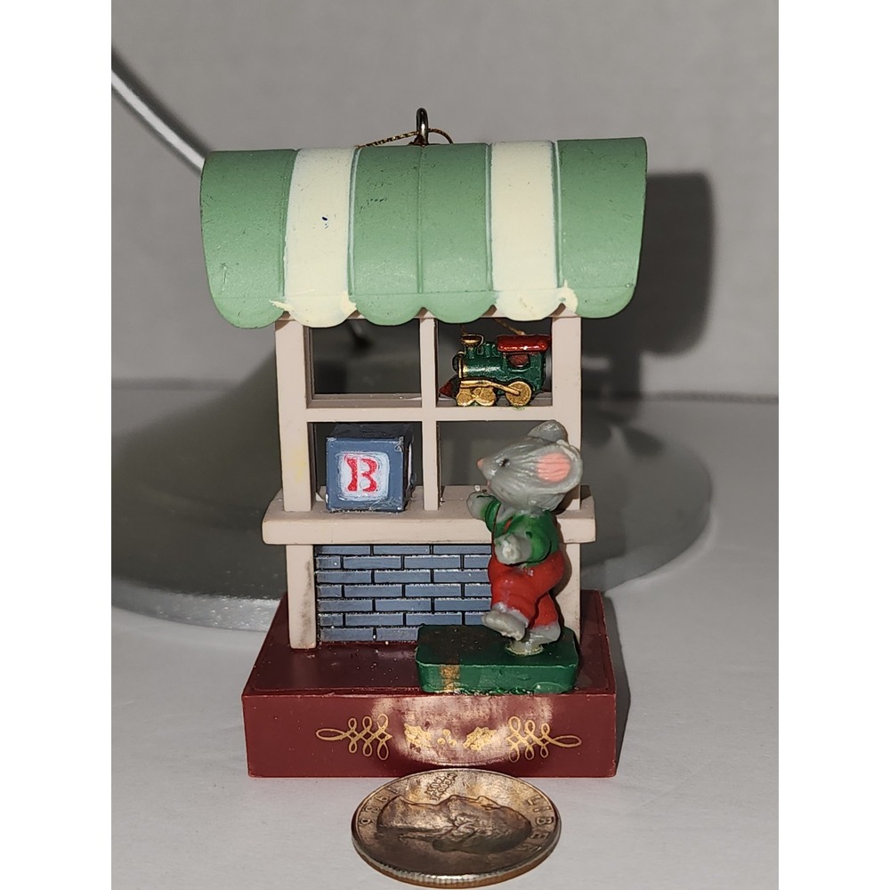 Vintage Enesco Mouse Mice Christmas Tree Ornament Toy Shop Window